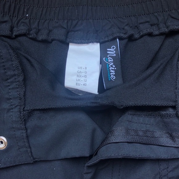 Maxine Shorts W Size 8 Black Boardshorts Button Closure Coastal Minimalist - Picture 2 of 13